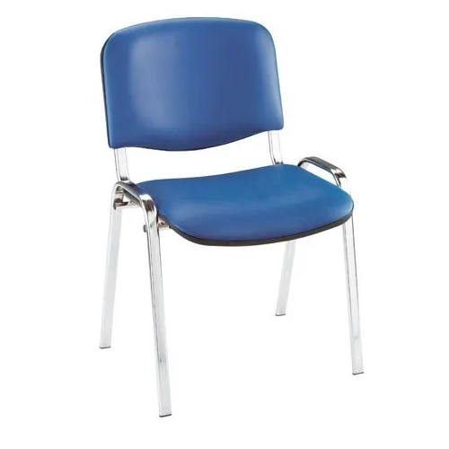 Silla conferencia vinilo negro pata cromada