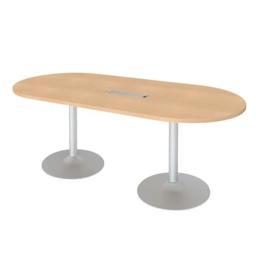 Mesa reunión ovalada blanca patas metálicas aluminio