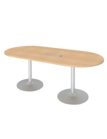 Mesa reunión ovalada blanca patas metálicas aluminio