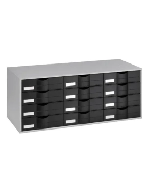 Organizador clasificador gris 12 cajones negro