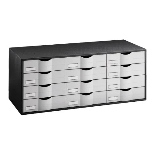Organizador clasificador  negro 12 cajones gris