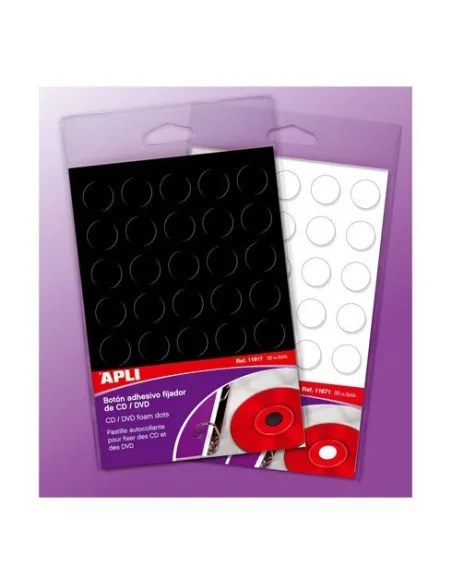Boton adhesivo fijador CD y DVD Apli blanco