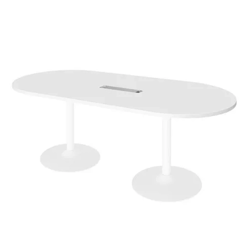Mesa reunión ovalada blanca patas metálicas blancas