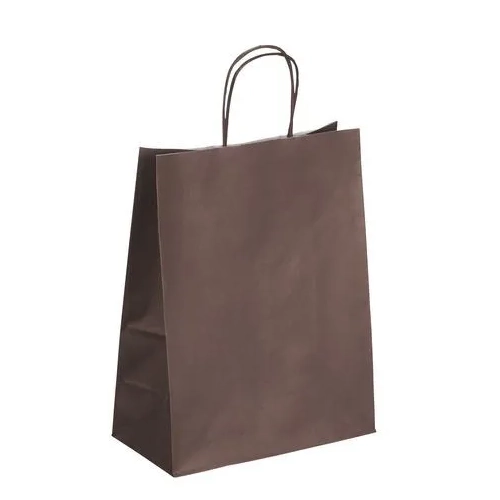 50 Bolsas papel asas trenzadas chocolate 30x23x12 cm