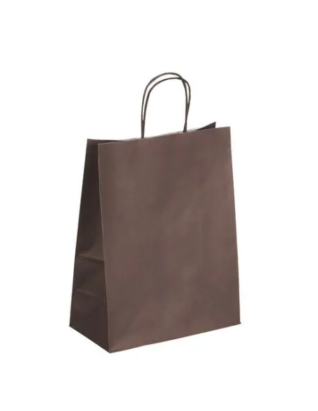 50 Bolsas papel asas trenzadas chocolate 30x23x12 cm