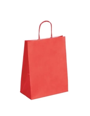 50 Bolsas papel asas trenzadas rojo 30x23x12 cm