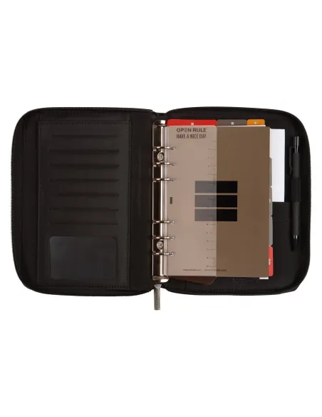 Agenda anillas Finocam Clan 1000 negra cierre de cremallera