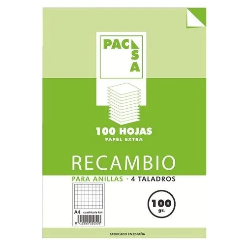 Recambio 100h cuadriculadas 4x4 100gr Pacsa