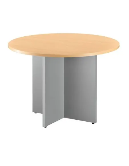 Mesa redonda 100 cm haya pata en cruz color aluminio