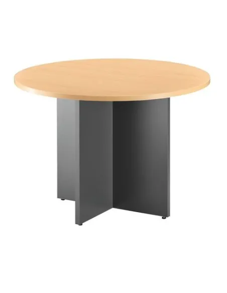 Mesa redonda 100 cm haya pata en cruz antracita