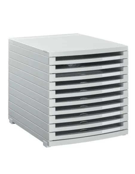 Modulo organizador 10 cajones abierto gris Han