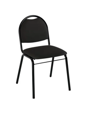 Silla visitante Volga 4 patas tubo tapizada negro