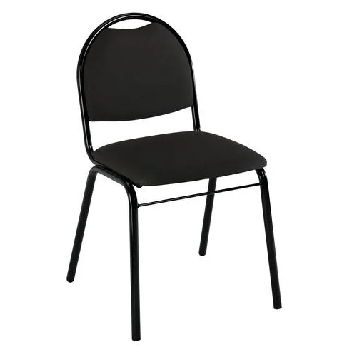 Silla visitante Volga 4 patas tubo tapizada negro