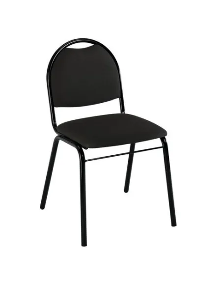 Silla visitante Volga 4 patas tubo tapizada negro