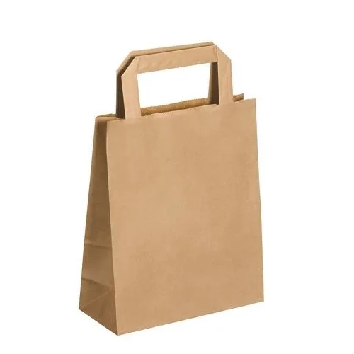 50 Bolsas kraft  natural asas  planas 22 x 18 x 8 cm