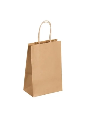 50 Bolsas kraft natural asas cordón 21 x 14 x 8 cm