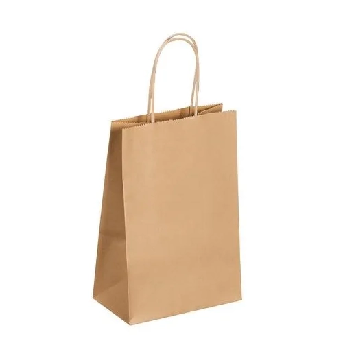 50 Bolsas kraft natural asas cordón 21 x 14 x 8 cm