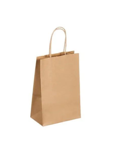 50 Bolsas kraft natural asas cordón 21 x 14 x 8 cm