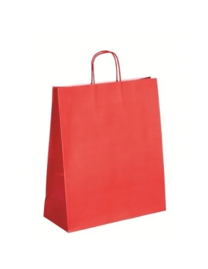 50 Bolsas de papel asas trenzadas rojo 40x35x14 cm