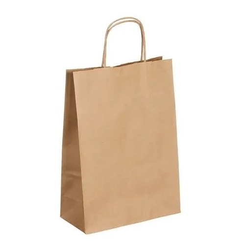 50 Bolsas kraft natural asas cordón 31 x 22 x 10 cm