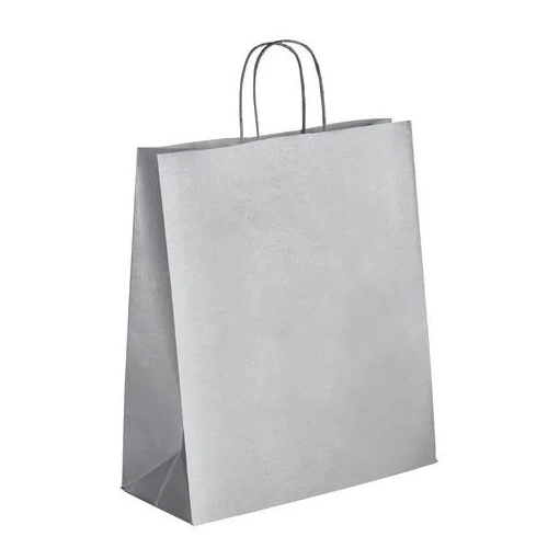 50 Bolsas papel asas trenzadas plata 40x35x14 cm