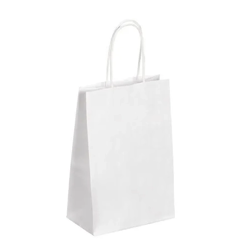 50 Bolsas kraft blanco asas cordón 21 x 14 x 8 cm