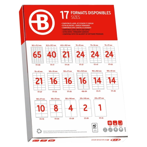 Caja 200 hojas etiquetas laser 63,5x38,5 jmb