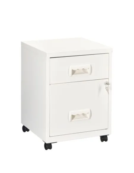 Cajonera metalica con ruedas budget 2 cajones blanco