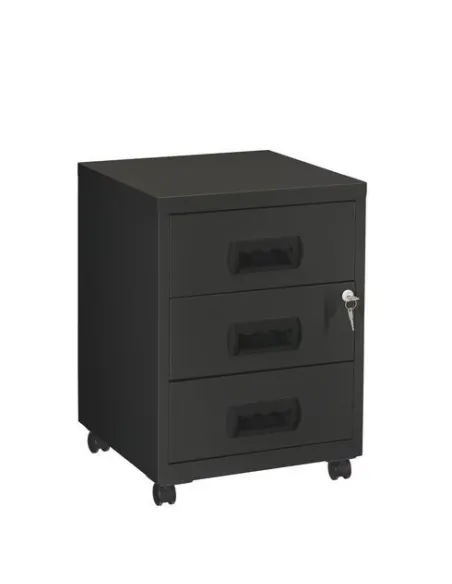 Cajonera metalica con ruedas budget 3 cajones negro