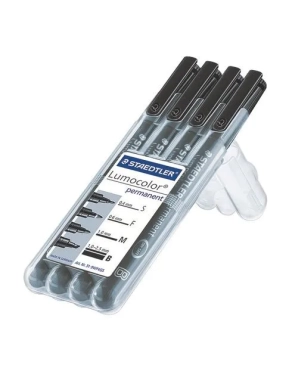 Estuche 4 rotuladores lumocolor negros varios grosores