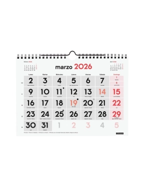 Calendario pared 300x210 numeros grandes M Finocam
