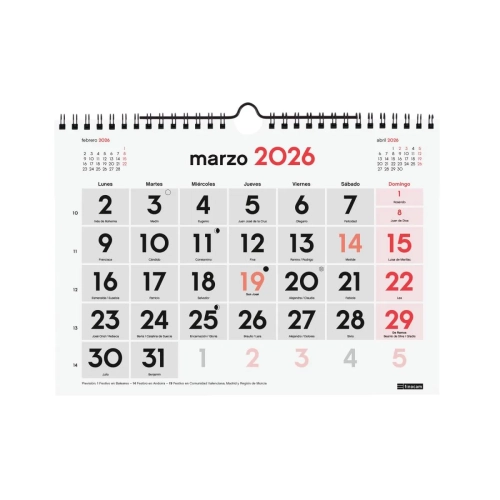 Calendario pared 300x210 numeros grandes M Finocam