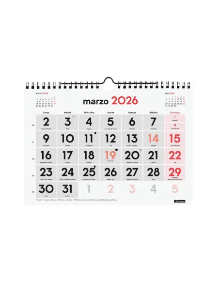 Calendario pared 300x210 numeros grandes M Finocam