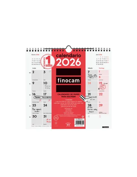 Calendario pared finocam escribir M numeros pequeños