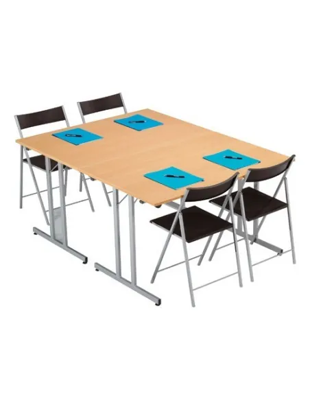 Mesa plegable apilable multiusos 120 x 80 Haya pata aluminio