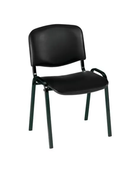 Silla conferencia Vinilo negra patas Negras ignifuga