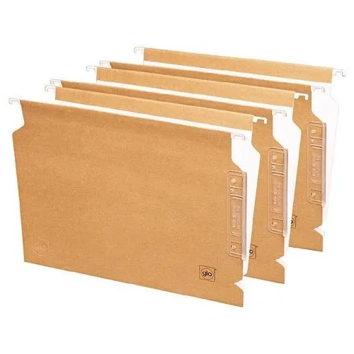 Caja 25 carpetas colgantes A4 Kraf bicolor visor lateral