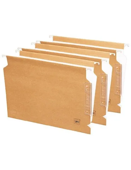 Caja 25 carpetas colgantes A4 Kraf bicolor visor lateral