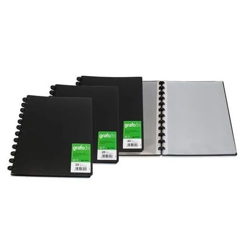 Carpeta 20 fundas A4 PP Grafo In negra Grafoplas