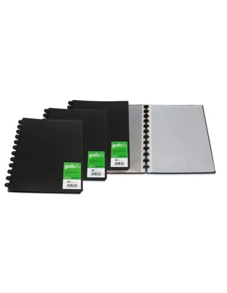 Carpeta 20 fundas A4 PP Grafo In negra Grafoplas