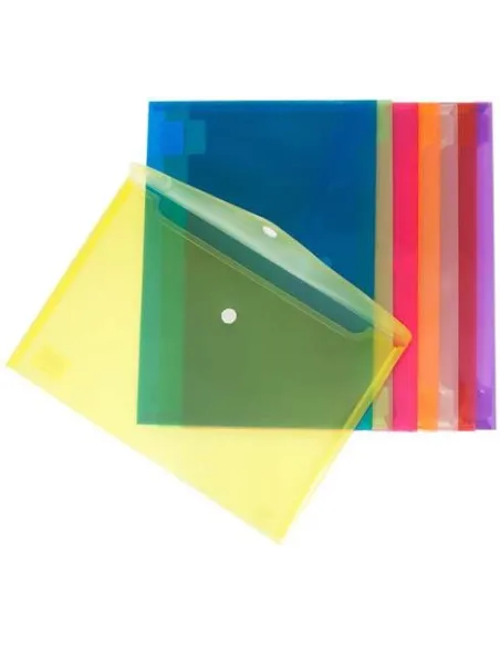 Pack 12 sobres polipropileno folio velcro incoloro