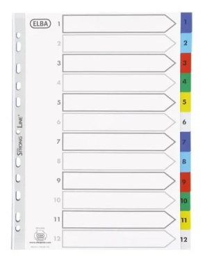 Separador Polipropileno 1-12 A4 colores 120micras