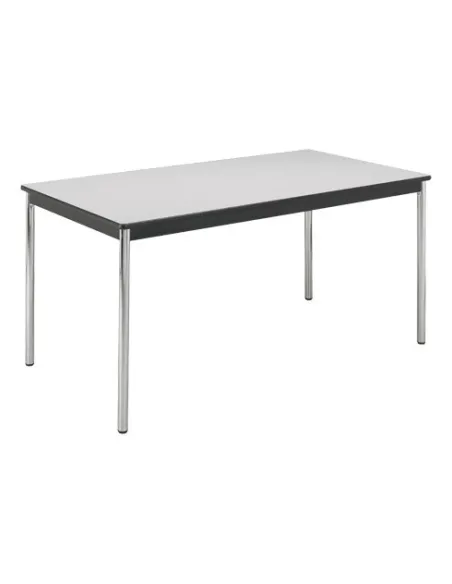 Mesa rectangular Confort 140 gris pata cromadas