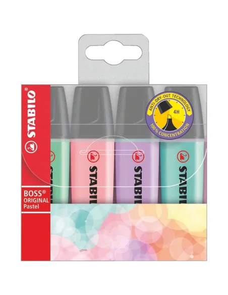 Pack 4 rotuladores fluorescentes Stabilo Boss Pastel Surtidos