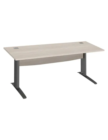 Mesa oficina patas metalicas antracita en L  80 roble gris