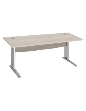 Mesa oficina patas metalicas aluminio en L  20cm roble gris
