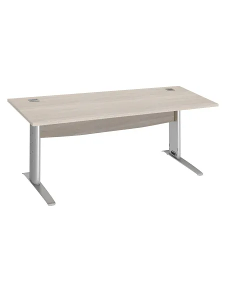 Mesa oficina patas metalicas aluminio en L  20cm roble gris