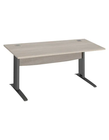Mesa oficina patas metalicas antracita en L 160cm roble gris