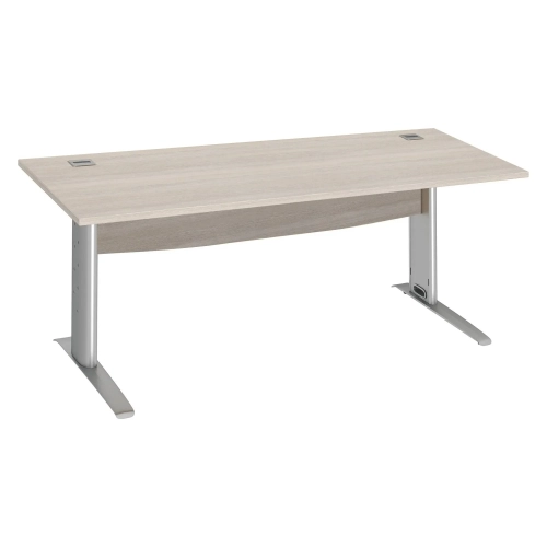 Mesa oficina patas metalicas aluminio en L 180cm roble gris