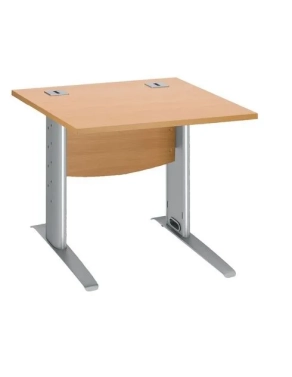 Mesa oficina patas metalicas aluminio en L  80cm haya